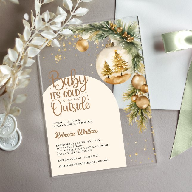Invitaciones Acrílicas Navidades rusos de invierno neutrales de Boho Baby (Subido por el creador)