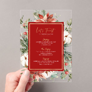Invitaciones Acrílicas Navidades tropicales marco de flores