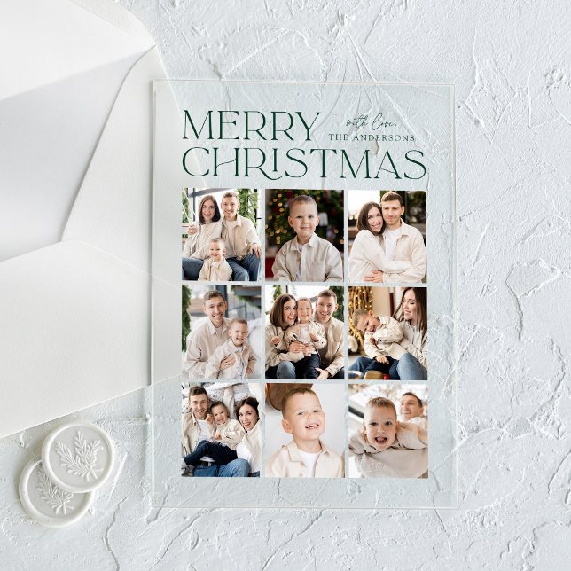 Invitaciones Acrílicas Navidades verdes modernos 9 vacaciones de Collage  (Subido por el creador)