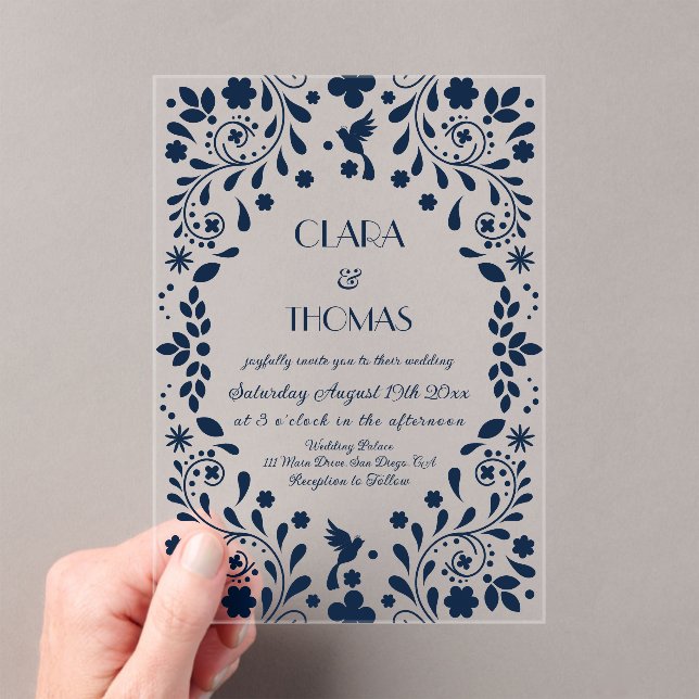 Invitaciones Acrílicas Navy Blue Mexican Fiesta (Insitu (portátil))