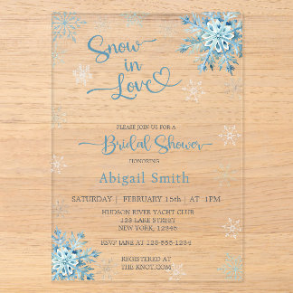 INVITACIONES ACRÍLICAS NIEVE AZUL EN DUCHA NUPCIAL DE AMOR