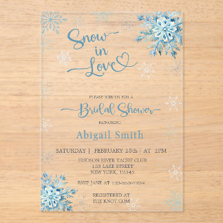 INVITACIONES ACRÍLICAS NIEVE AZUL EN LLUVIA DE NOVIA
