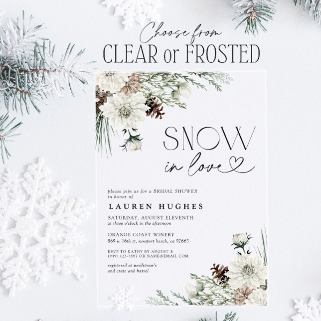 Invitaciones Acrílicas Nieve en amor Ducha de Novias Evergreen (Subido por el creador)