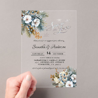 Invitaciones Acrílicas Nieve en fiesta de compromiso de invierno