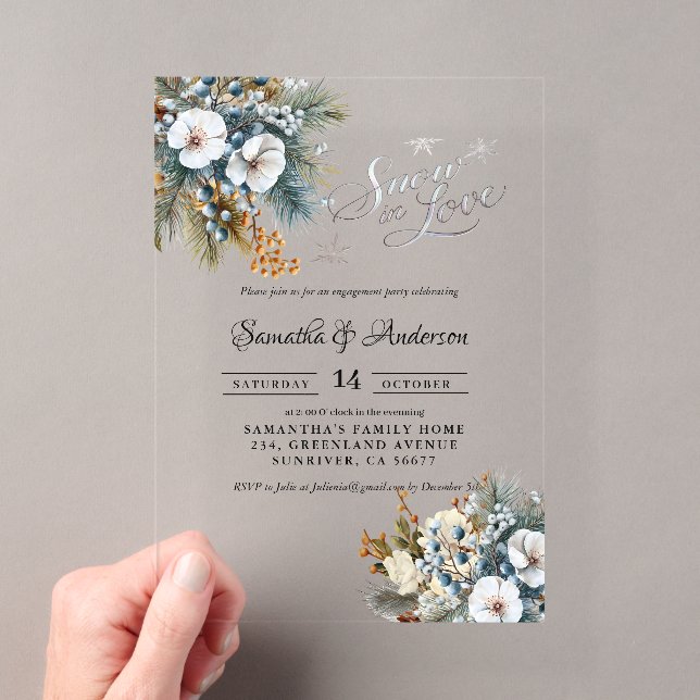 Invitaciones Acrílicas Nieve en fiesta de compromiso de invierno  (Insitu (portátil))