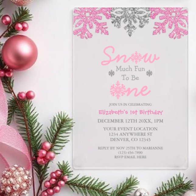 Invitaciones Acrílicas Nieve Es Muy Divertido Ser Un Primer Cumpleaños De (Subido por el creador)