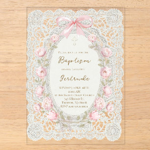 Invitaciones Acrílicas Niña de bautizo