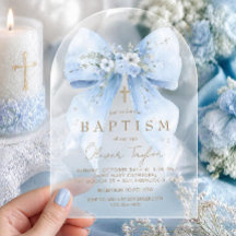 Niño de Bautizo con Lazo Floral Azul