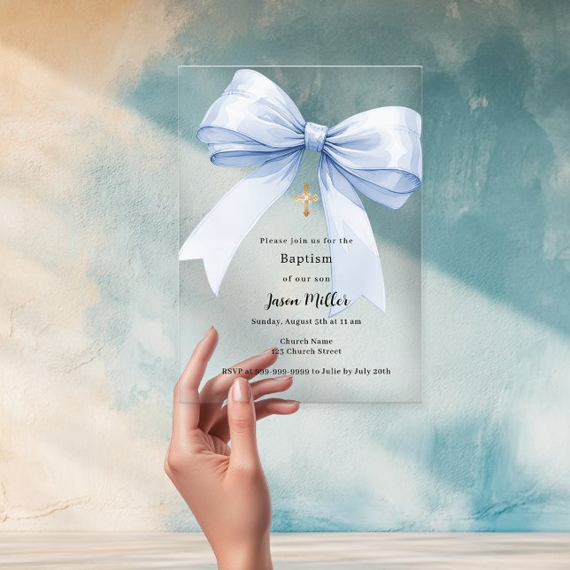 Invitaciones Acrílicas Niño de crema azul Bautismo claro (Subido por el creador)