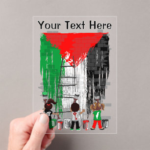 Invitaciones Acrílicas Niños de Gaza pintando la bandera de Palestina