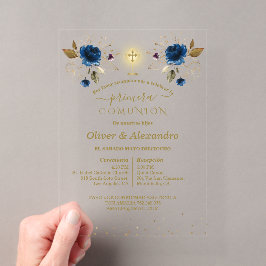 Invitaciones Acrílicas Niños de Primera Comunión Gemelos Primera Comunión