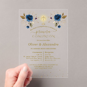 Invitaciones Acrílicas Niños de Primera Comunión Gemelos Primera Comunión
