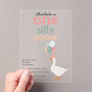 Invitaciones Acrílicas Niños, un tonto se vuelve el primer Fiesta lindo d