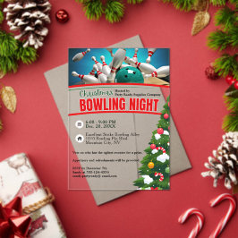 Invitaciones Acrílicas Noche de Bolos de Navidad Árbol de Fiesta Decorado