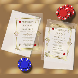 Invitaciones Acrílicas Noche de Casino Glam Las Vegas Boda Transparente