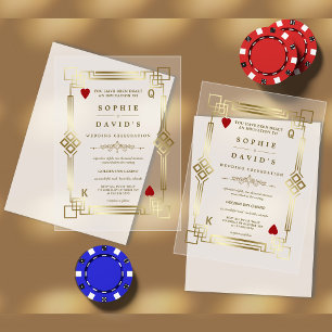 Invitaciones Acrílicas Noche de Casino Glam Las Vegas Boda Transparente