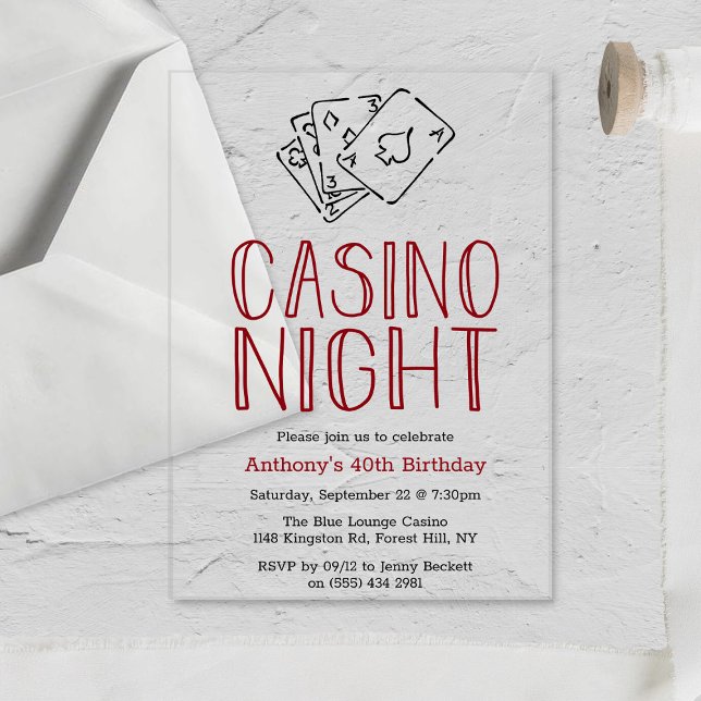 Invitaciones Acrílicas Noche de cumpleaños del Casino Moderno (Subido por el creador)