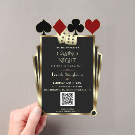 Invitaciones Acrílicas Noche de graduación en el casino de Las Vegas con 