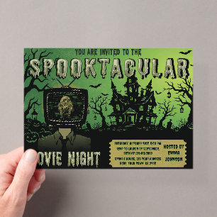 Invitaciones Acrílicas Noche de Película de Halloween Espeluznante