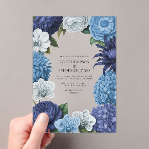 Invitaciones Acrílicas Noche Marina, Azul Acero y Gris Eucalipto