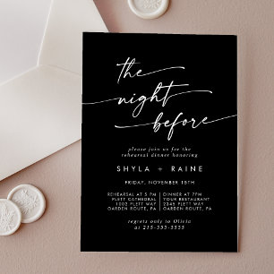 Invitaciones Acrílicas Noche negra blanca antes de la cena del ensayo
