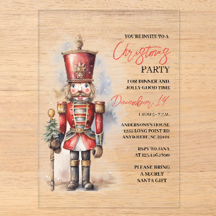 Invitaciones Acrílicas "Nochebuena del Cascanueces   Fiesta Navideña 