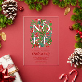 Invitaciones Acrílicas NOEL Elegante Verde Navidad