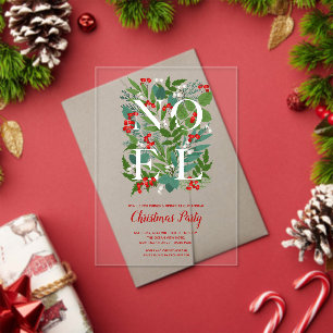 Invitaciones Acrílicas NOEL Elegante Verde Navidad