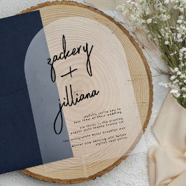 Invitaciones Acrílicas Nombres con Estilo Boda Moderna en Negro y Blanco
