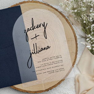 Invitaciones Acrílicas NOMBRES elegantes Boda moderno en blanco y negro