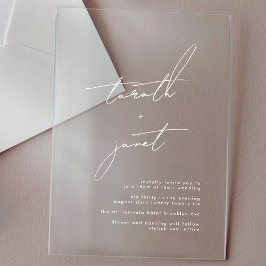 Invitaciones Acrílicas NOMBRES elegantes Bodas Blancas Caligrafía Moderna