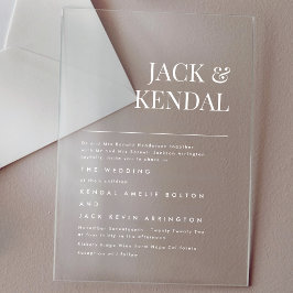 Invitaciones Acrílicas Nombres elegantes modernos para bodas
