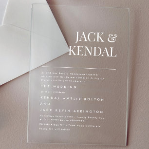 Invitaciones Acrílicas Nombres elegantes modernos para bodas