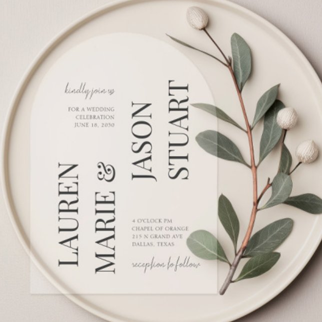Invitaciones Acrílicas Nombres Minimalistas modernos caligrafía negra (Subido por el creador)