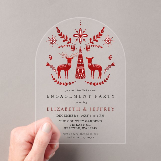 Invitaciones Acrílicas Nordic Buck and Doe Christmas Engagement Party (Insitu (portátil))