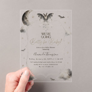 Invitaciones Acrílicas Nos estamos volviendo locos por la luna de bebé Mu