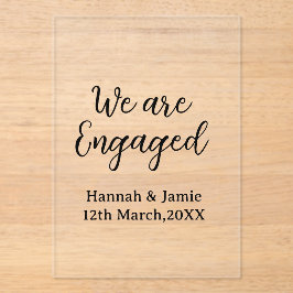 Invitaciones Acrílicas Nosotros estamos comprometidos nombre fecha caligr