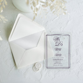 Invitaciones Acrílicas Nosotros hacemos boda de dinero antiguo púrpura