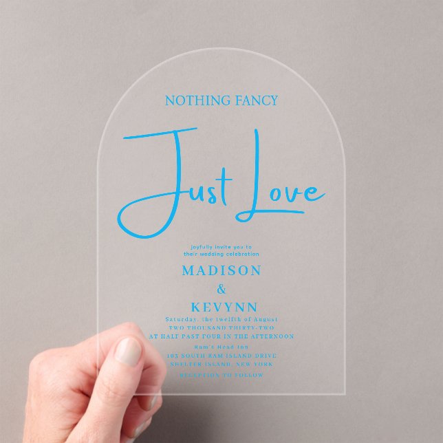 Invitaciones Acrílicas Nothing Fancy Just Love Boda  (Insitu (portátil))