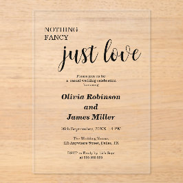 Invitaciones Acrílicas Nothing Fancy Just Love Casual Wedding 