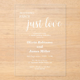 Invitaciones Acrílicas Nothing Fancy Just Love Casual Wedding 