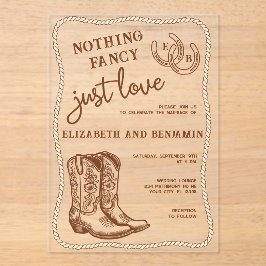 Invitaciones Acrílicas Nothing Fancy Just Love Western Horseshoe Wedding