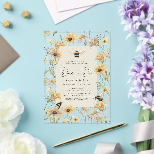 Invitaciones Acrílicas Novia a Bee Chamomile y Daisies Bridal Shower