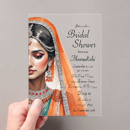 Invitaciones Acrílicas Novia en Lehenga Choli