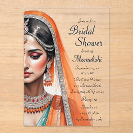 Invitaciones Acrílicas Novia en Lehenga Choli