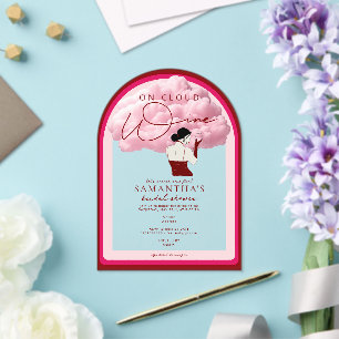 Invitaciones Acrílicas Novia en vino de nube Fiesta de despedida de solte