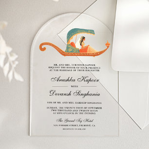 Invitaciones Acrílicas Novia India Tradicional Doli Boda