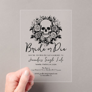 Invitaciones Acrílicas Novia o Muere Fiesta de Despedida de Soltera Flora