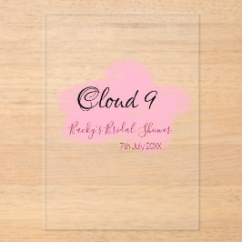 Invitaciones Acrílicas Nubes nueve rosa pastel despedida de soltera nombr