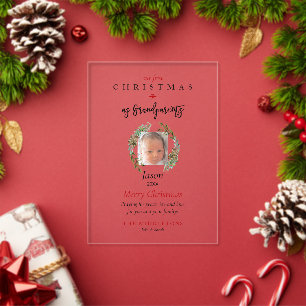 Invitaciones Acrílicas Nuestra 1ª Navidad como Abuelos Foto del Niño